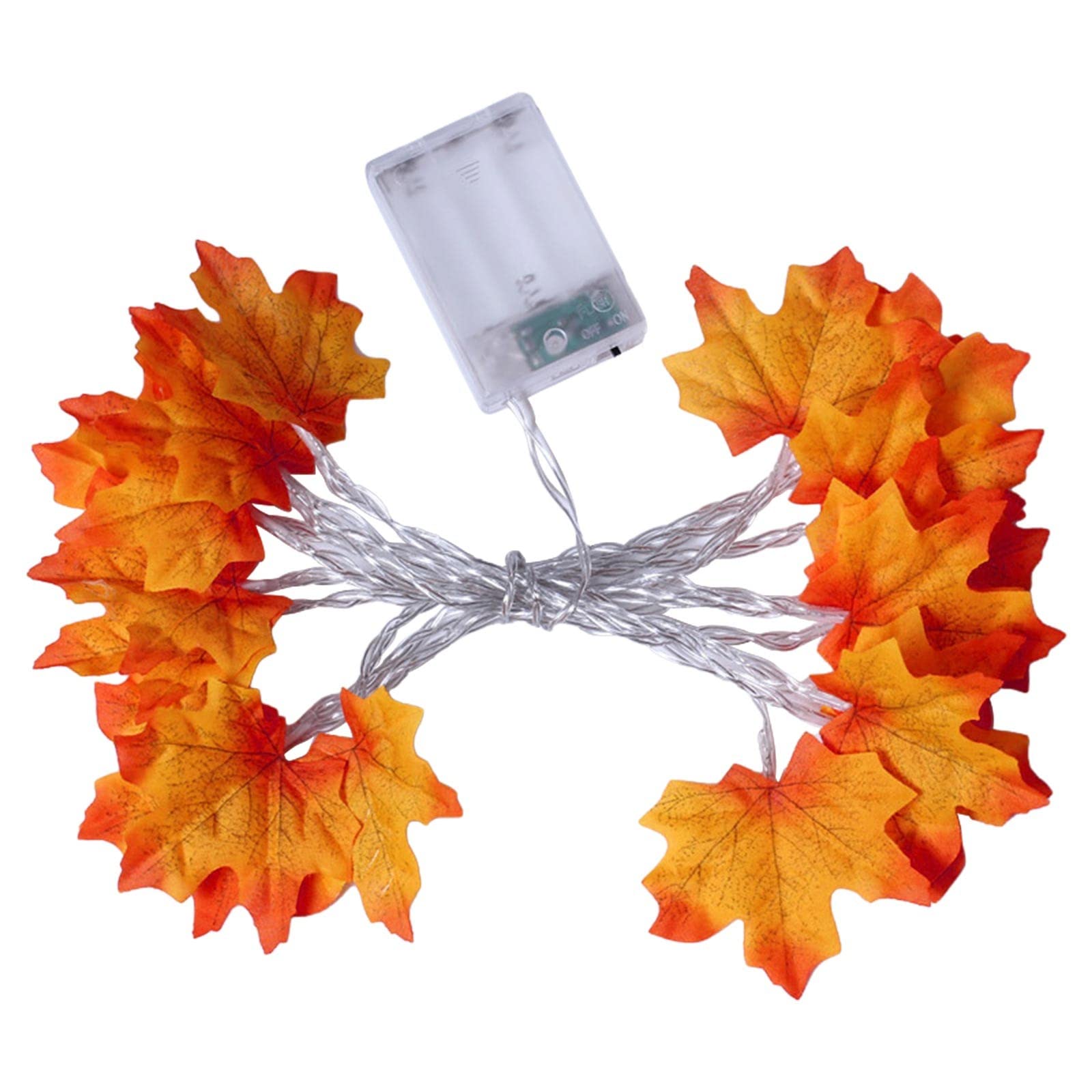 Battery Operated LED Maple Leaf String Lights - 6M 40 Lights with 3 Battery Boxes for Indoor/Outdoor Decor - Perfect for Beer Pong, Thanksgiving, Halloween & Party Setup