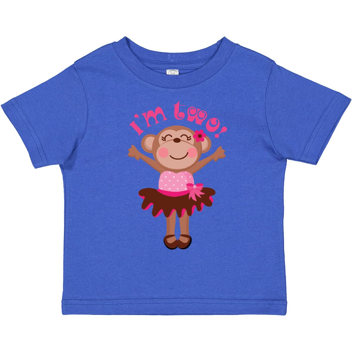 Inktastic Monkey 2nd Birthday Gift for Toddler Girls - Cute Animal Print Toddler T-Shirt for Birthday Parties, Photo Shoots & Everyday Play