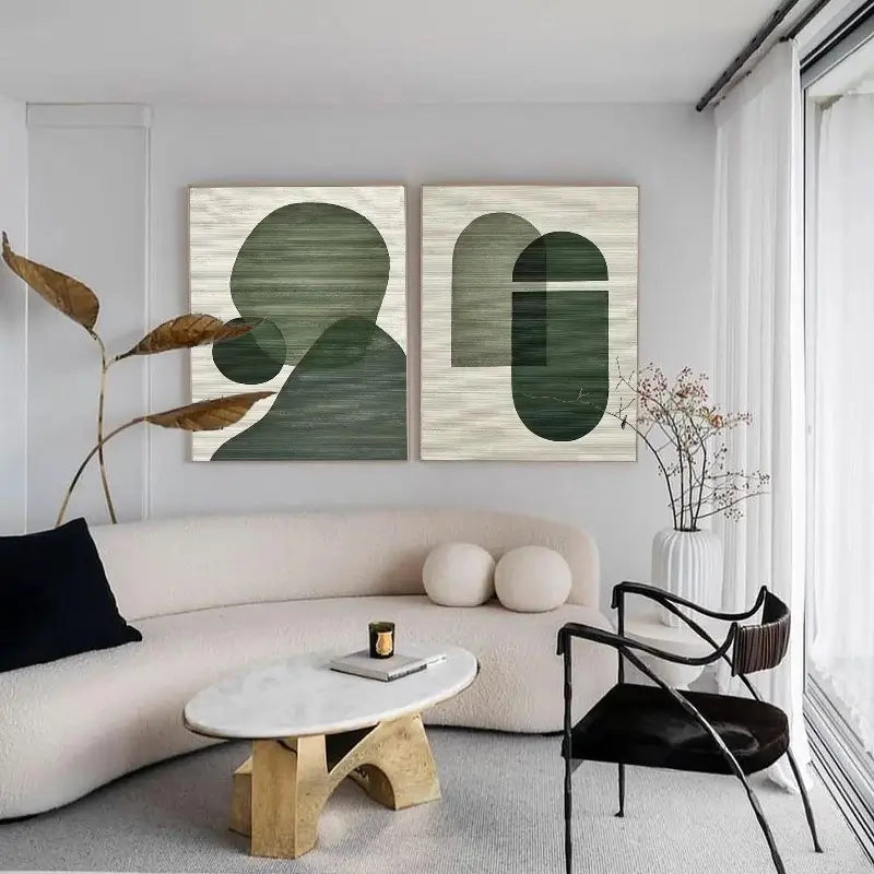 Abstract Tranquility Set of 2 Modern Canvas Wall Art - Minimalist Home Decor for Living Room, Bedroom & Office - #WS020