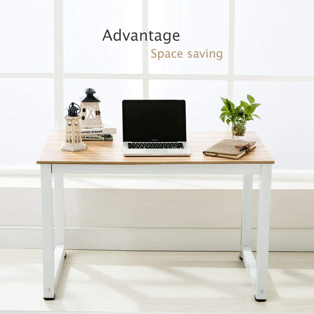 43-inch Oak Wooden Computer Desk - Sturdy PC Laptop Workstation for Gaming, Writing & Study | Home Office Furniture for Small Spaces & Dorm Rooms
