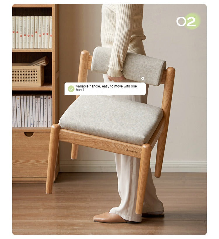 Solid Oak Wood Low Back Small Dining Chair - Modern Kitchen & Breakfast Nook Seating - Perfect for Small Spaces & Compact Dining Areas
