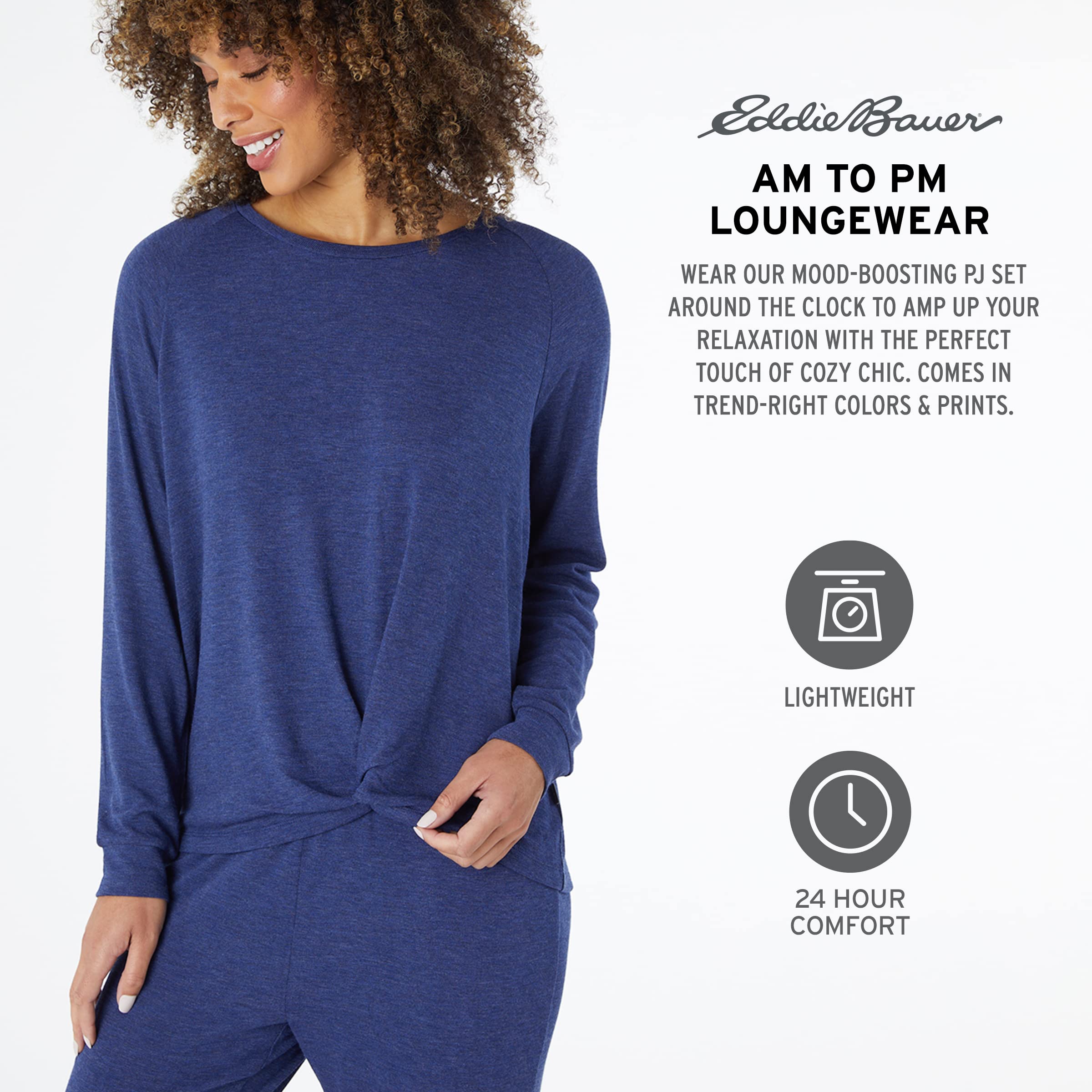 Eddie Bauer Women's Lounge Sets - Soft Long Sleeve Shirt & Joggers Pants Comfy Outfit | Perfect for Relaxing at Home, Yoga & Casual Wear