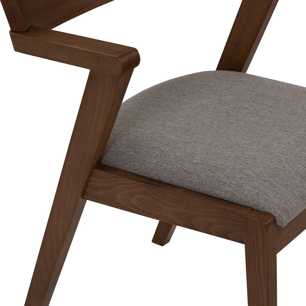 Zola Dining Chair - Walnut & Grey Upholstered Modern Wooden Chair for Kitchen, Dining Room, and Home Office - Comfortable Seating for Family Meals and Entertaining Guests
