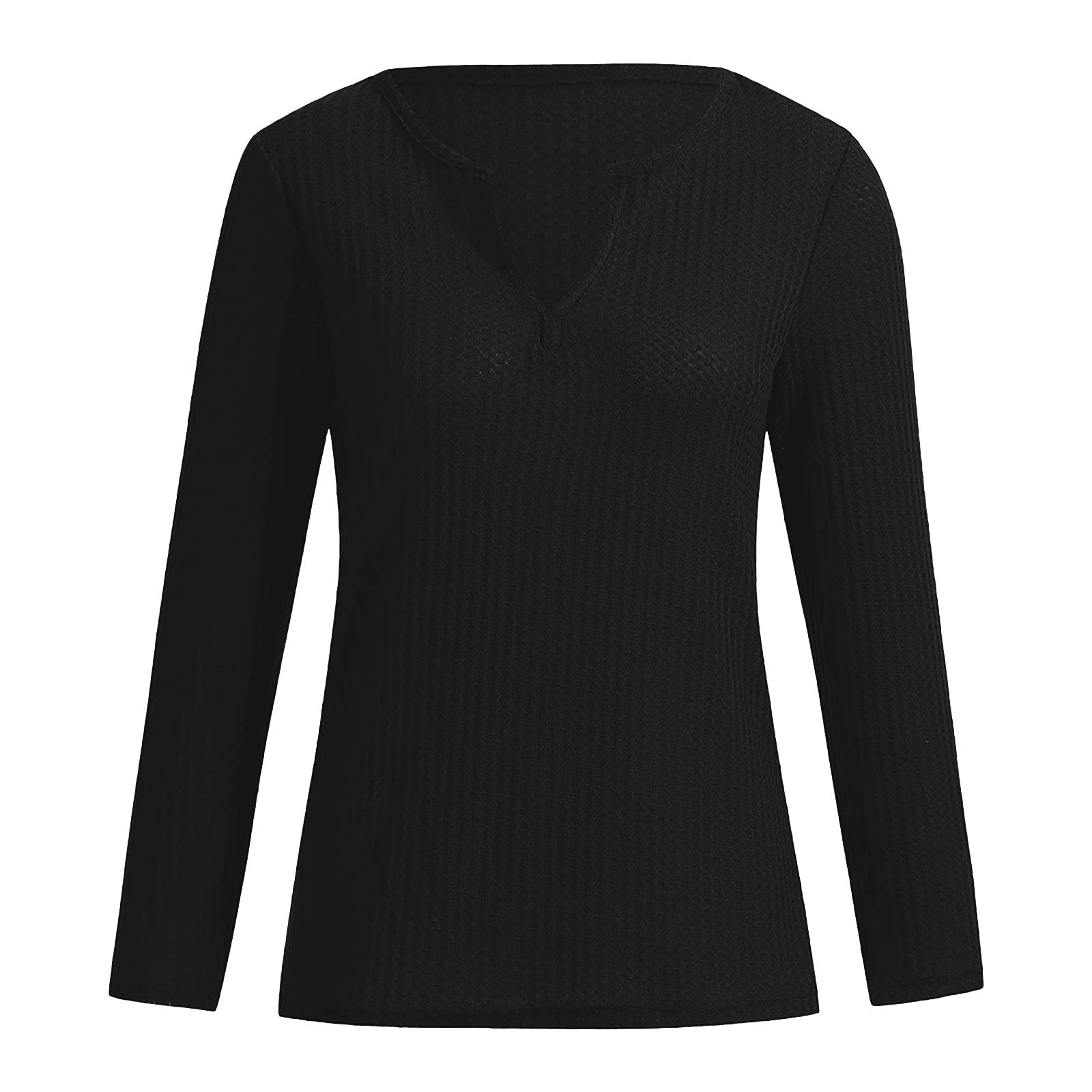 SERYU Women's Waffle Knit Long Sleeve V-Neck Loose Fit Pullover Sweater - Cozy Warm Casual Tee for Fall Winter Outfits, Work Office & Weekend Wear
