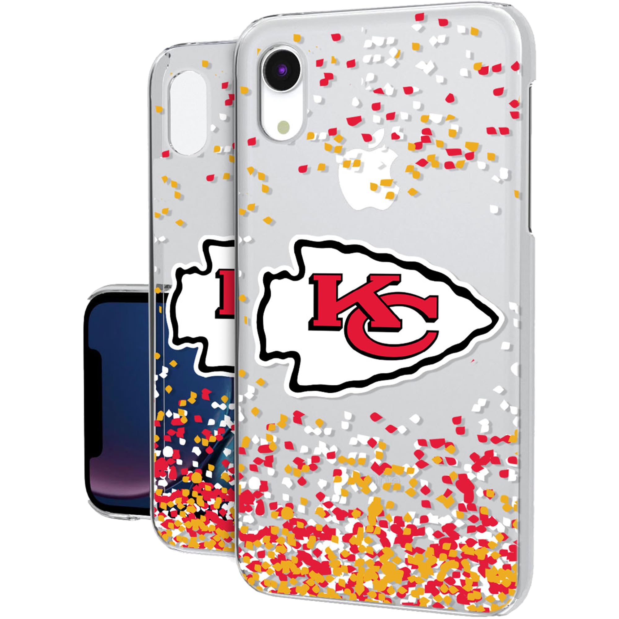 Kansas City Chiefs iPhone Clear Case with Confetti Design - Durable Protective Cover for iPhone 14/13/12/11 Pro Max XR XS - Perfect for Game Day, Parties & Chiefs Fans