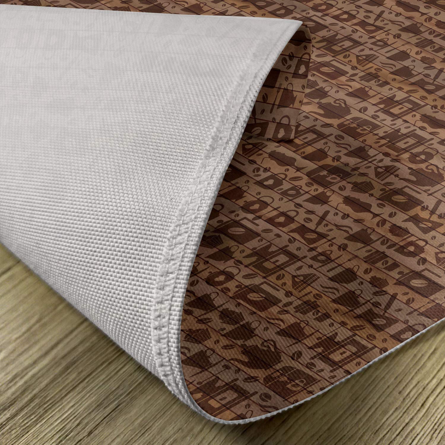 Ambesonne Modern Place Mats Set of 4 - Washable Fabric Dining Table Mats with Coffee Mug & Teapot Illustration for Kitchen, Dining Room Decor in Cocoa Redwood - Perfect for Breakfast, Tea Parties & Home Decor