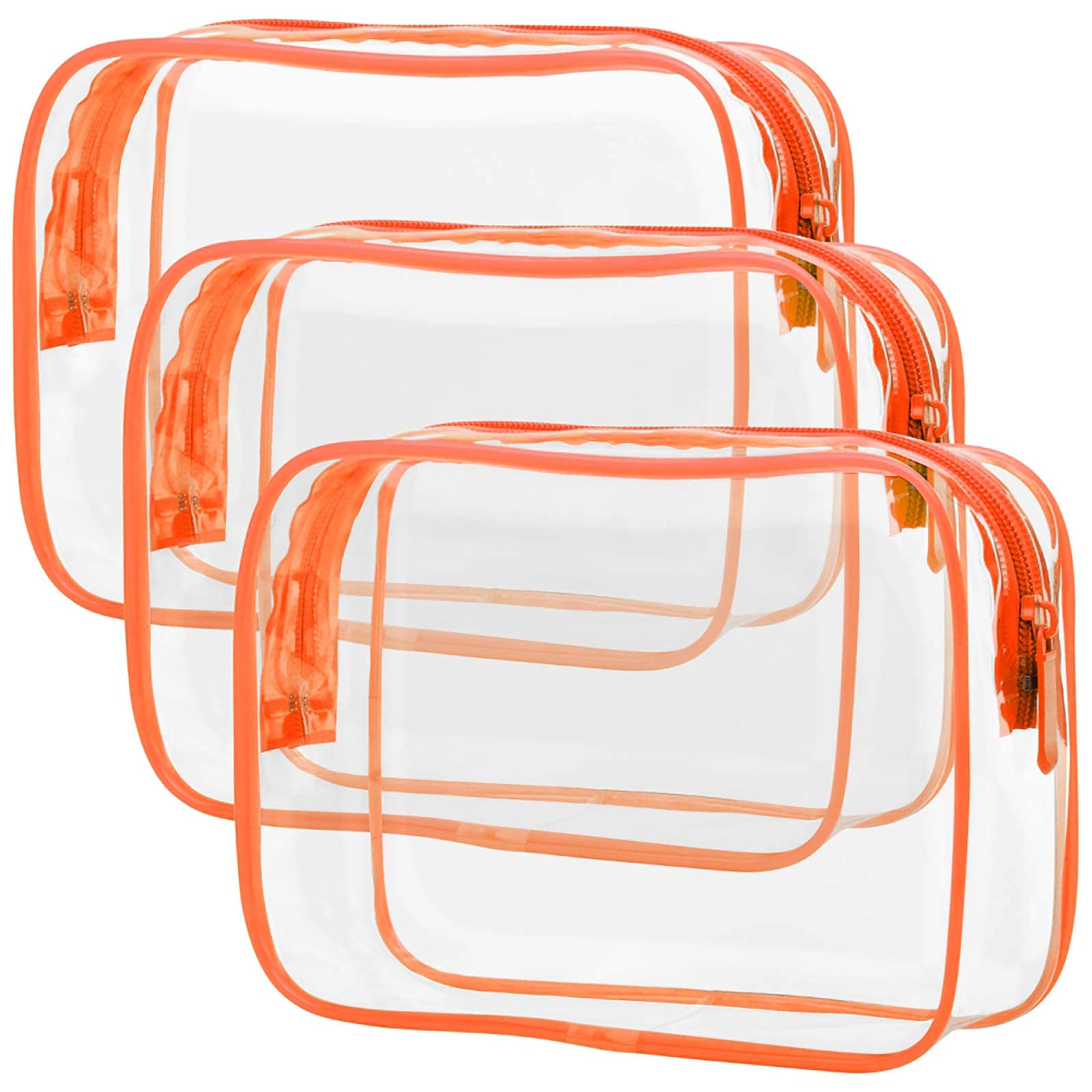 PACKISM Clear Toiletry Bag 3-Pack - TSA Approved Quart Size Travel Cosmetic Organizer for Women & Men - Perfect for Airports, Gym, Camping & Weekend Getaways