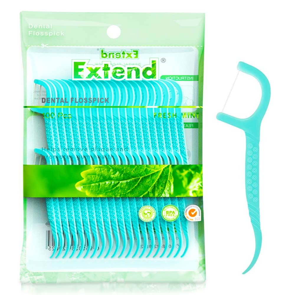 100Pcs Mint Dental Floss Picks | Teeth Cleaning Floss Sticks | Fresh Breath Oral Care for Travel, Office & Home Use