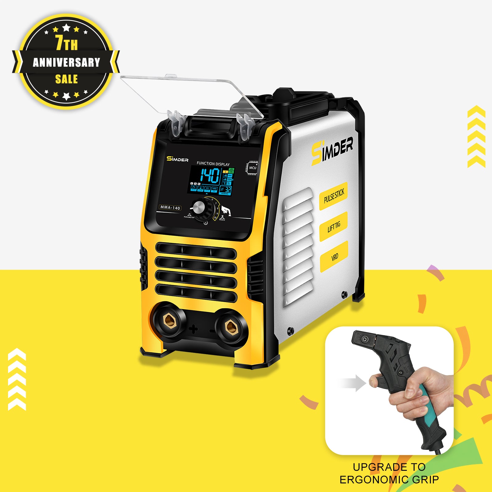 SSimder MMA 140 3-in-1 Pulse Stick Welder - Portable Arc Welding Machine for DIY, Home Repairs & Metal Fabrication | Ideal for Automotive, Construction & Hobby Projects
