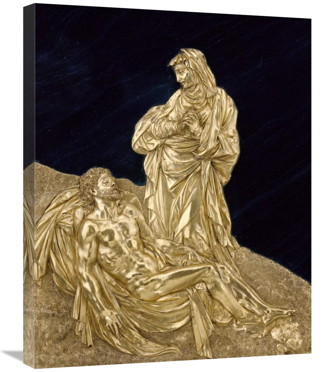 Virgin Mourning The Dead Christ Canvas Art Print - 22x28 Inches Religious Wall Decor for Home, Church & Prayer Rooms - Perfect for Christian Gifts & Sacred Spaces