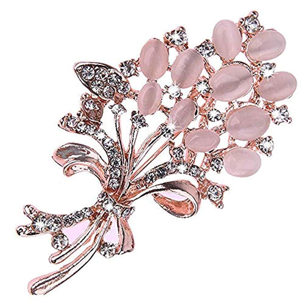 SANNIDI Women's Stylish Alloy & Diamond Saree Brooch Pin - Fashionable Pearl Safety Pin for Saree & Dress - Perfect for Weddings, Parties & Traditional Outfits