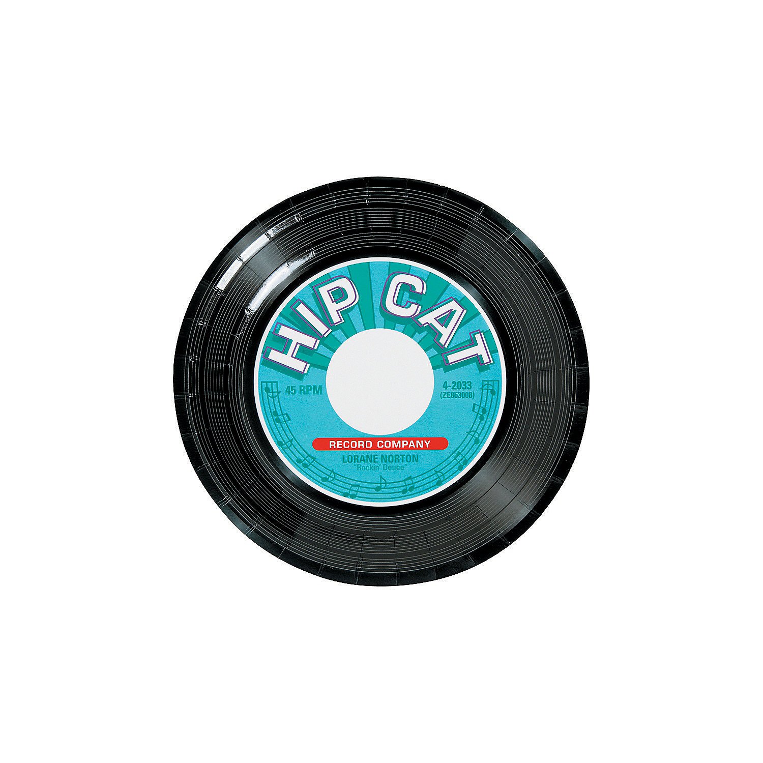 Fun Express Rockin’ 50’s Party Record Paper Dessert Plates - 8 Pack Disposable Music-Themed Plates for Birthday Parties, Baby Showers & Concerts - Perfect for 1950s Retro Theme Decorations & Dessert Serving