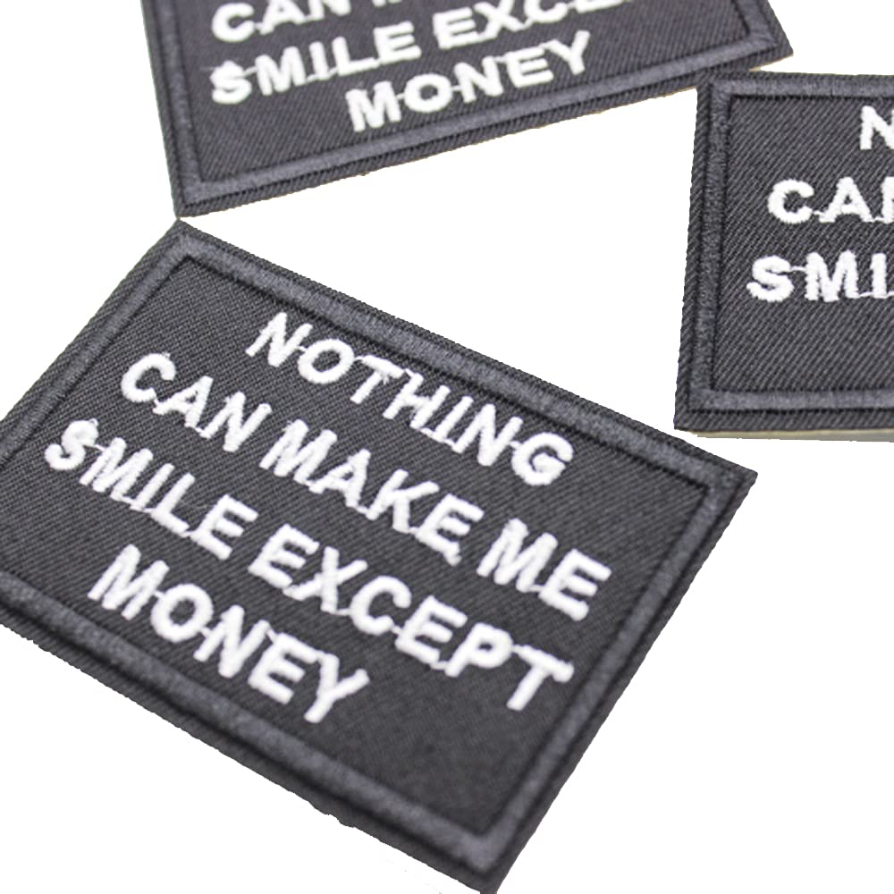 U-Sky 3-Pack Iron-On Letter Patches - 'Nothing Can Make Me Smile Except Money' - Cool DIY Embroidered Patches for Clothing, Jackets, Backpacks & Denim | Perfect for Customizing Jeans, Vests & Casual Wear