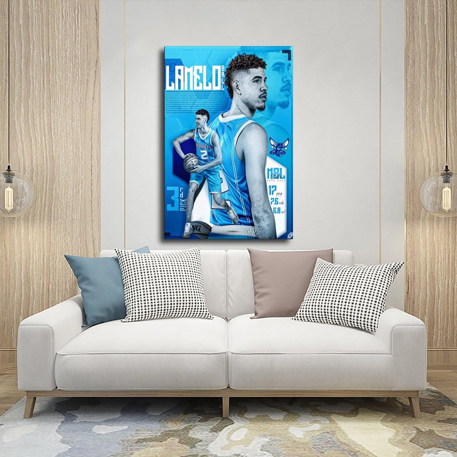 BAVIEN LaMelo Ball Basketball Poster - 24x36 Inch (60x90cm) Premium Canvas Wall Art - Sports Decor for Bedroom, Office & Man Cave - Perfect Gift for NBA Fans & Basketball Lovers