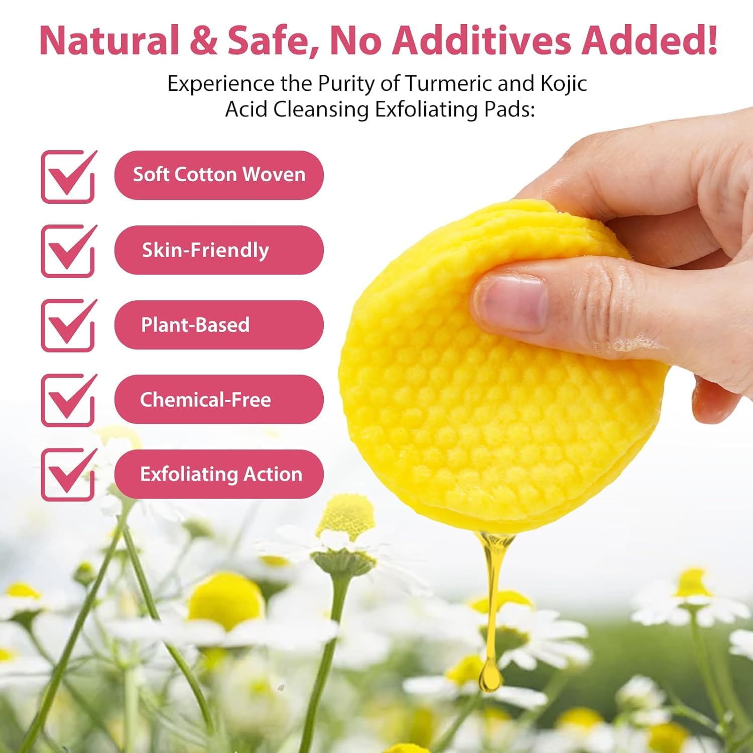 Turmeric Kojic Acid Cleansing Pads for Acne & Dark Spots | Exfoliating Face Pads to Balance Oil & Water | Unclog Pores & Reduce Scars | Infused Foaming Treatment for Glowing Skin | Perfect for Daily Skincare Routine & Travel