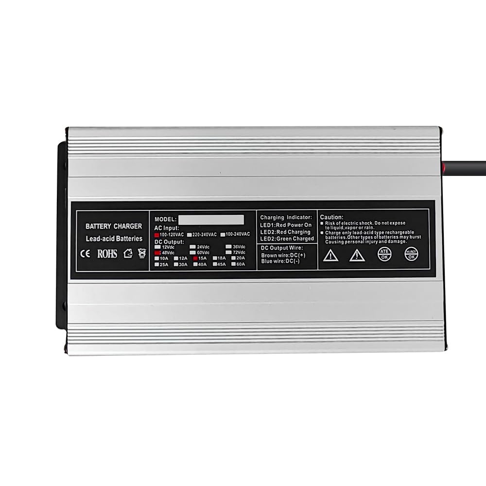48V 15A Golf Cart Battery Charger for EZGO RXV & TXT Models - 3 Prong RXV Plug Connector | Fast Charging, Durable & Weatherproof | Perfect for Golf Courses, Resorts & Personal Use