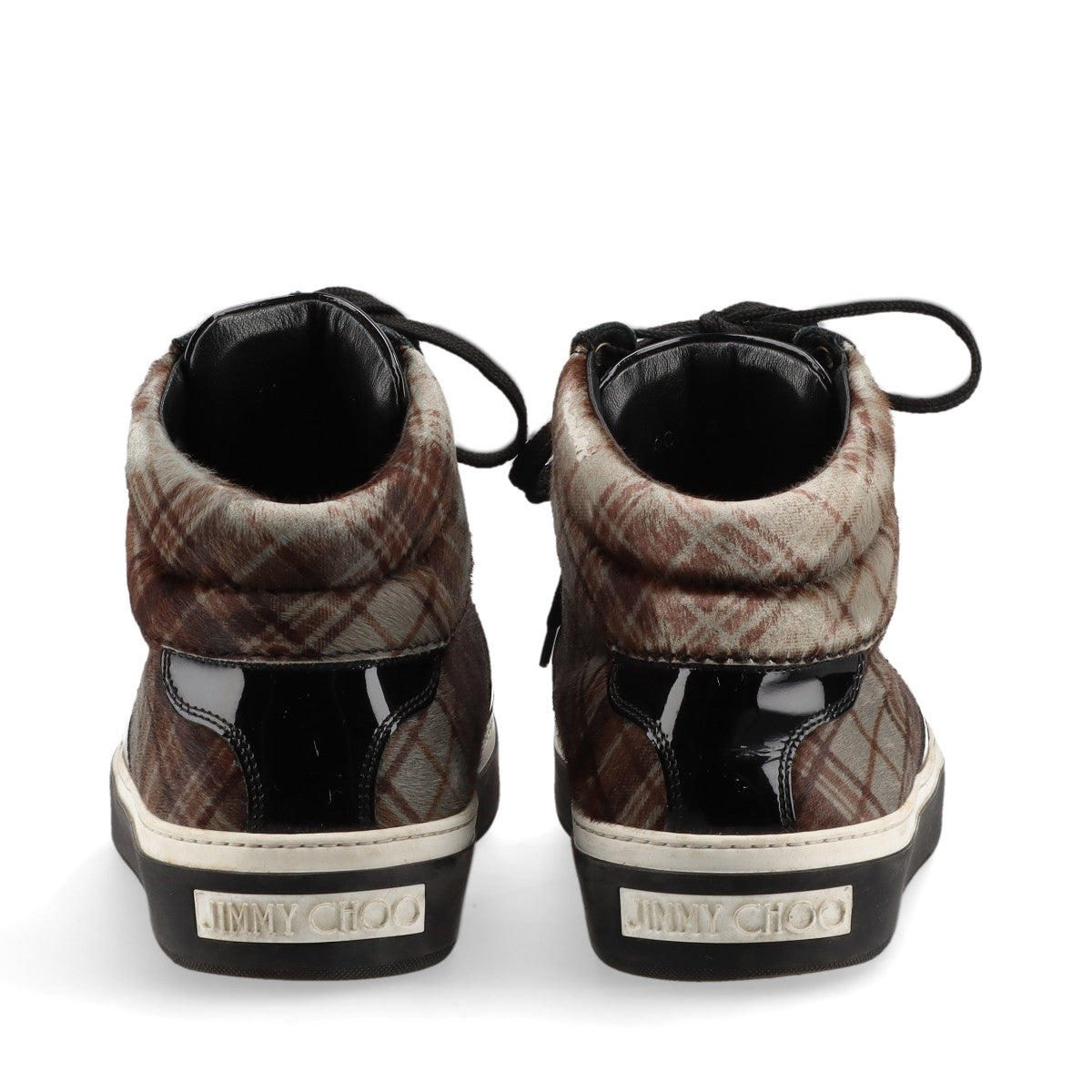 Jimmy Choo Check Fabric High Top Sneakers for Women - Black & Brown Casual Shoes | Fashion Sneakers for Streetwear, Work & Everyday Outfits