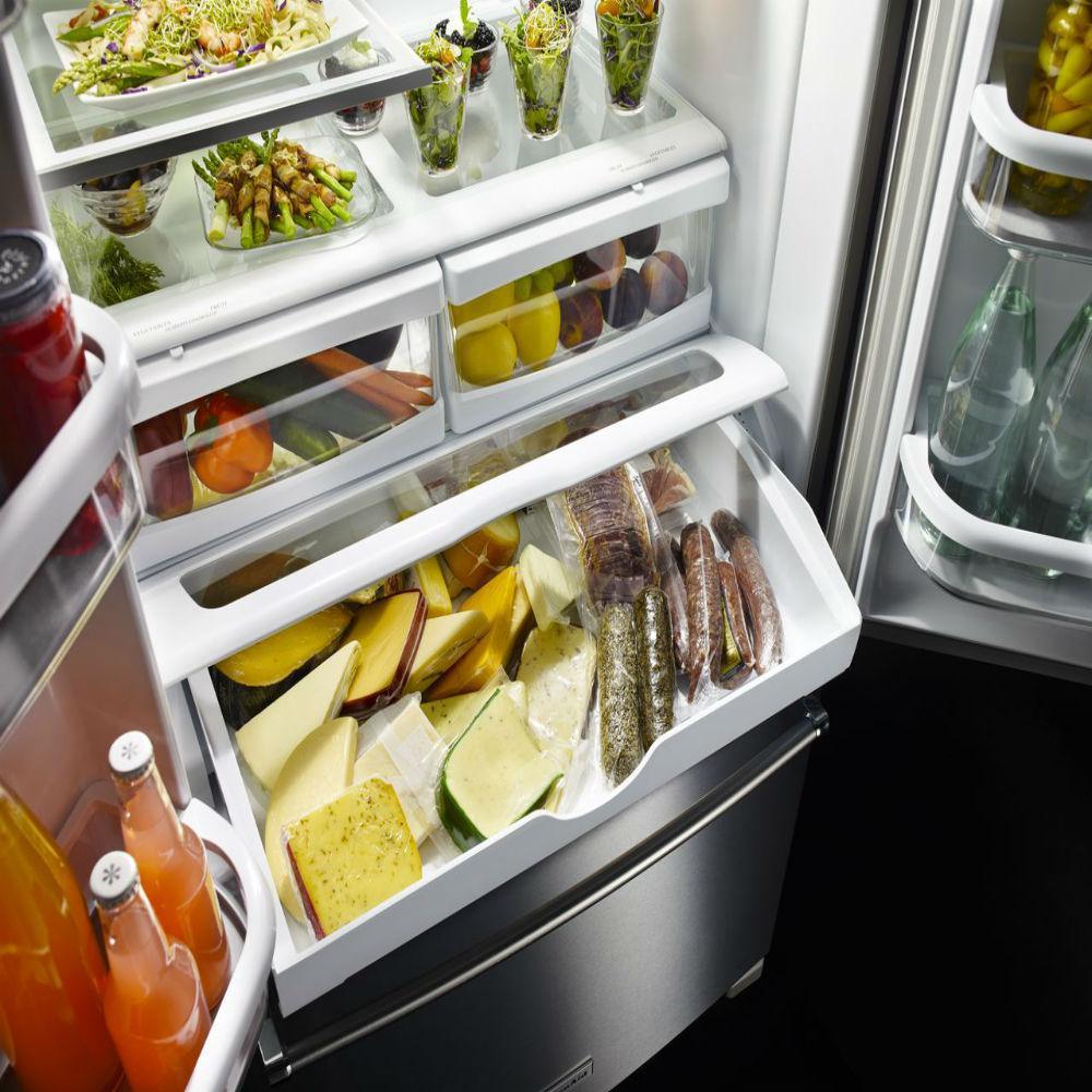 KitchenAid 36-Inch French Door Refrigerator with Removable Double Doors, 25 cu. ft. Capacity, ExtendFresh™ Plus Temperature System - Perfect for Large Families & Entertaining (KRFF305EBS)