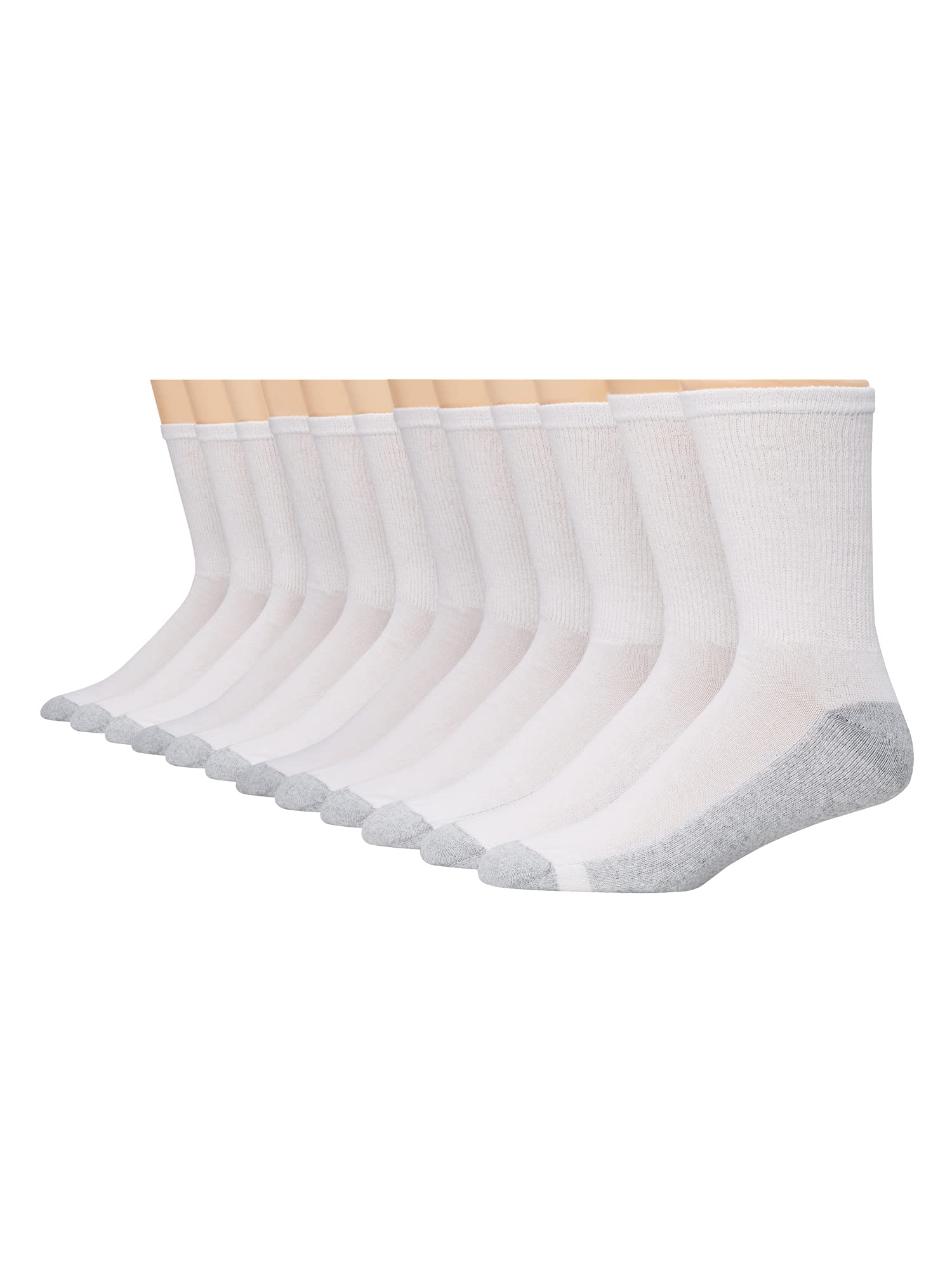 Hanes Men's Double Tough Crew Socks 12-Pair Pack - Durable Cotton Work Socks for Everyday Comfort & Support - Perfect for Work, Hiking & Casual Wear
