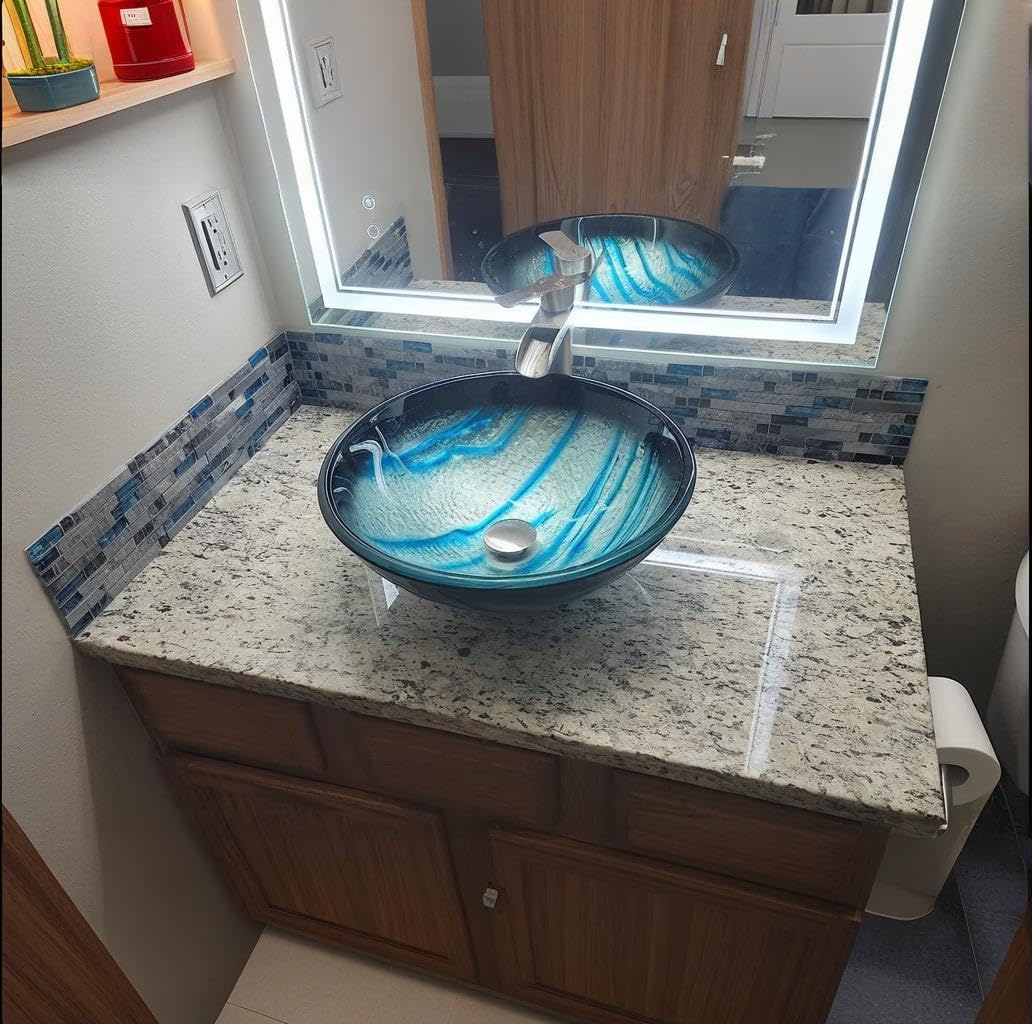 Teal Blue Crystal Glass and Gray Polished Marble Linear Mosaic Tile - 11 Sq Ft Interlocking Bathroom Wall Tiles, Kitchen Backsplash, Fireplace Decor for Modern Home Renovation