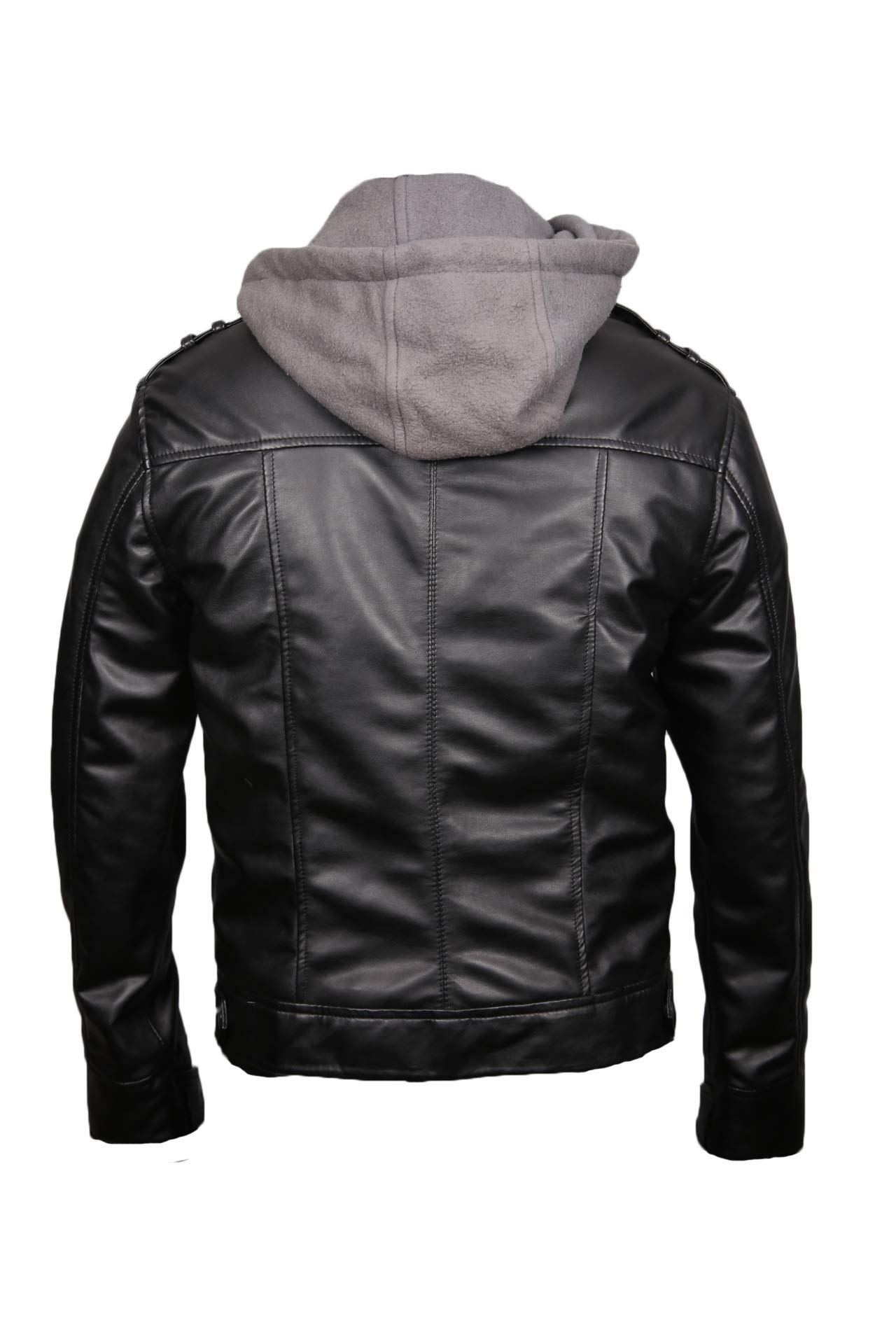 Men's Grey Hooded Leather Jacket - Premium Biker Style Jacket for Men | Winter Warm Coat, Casual & Motorcycle Riding Outerwear