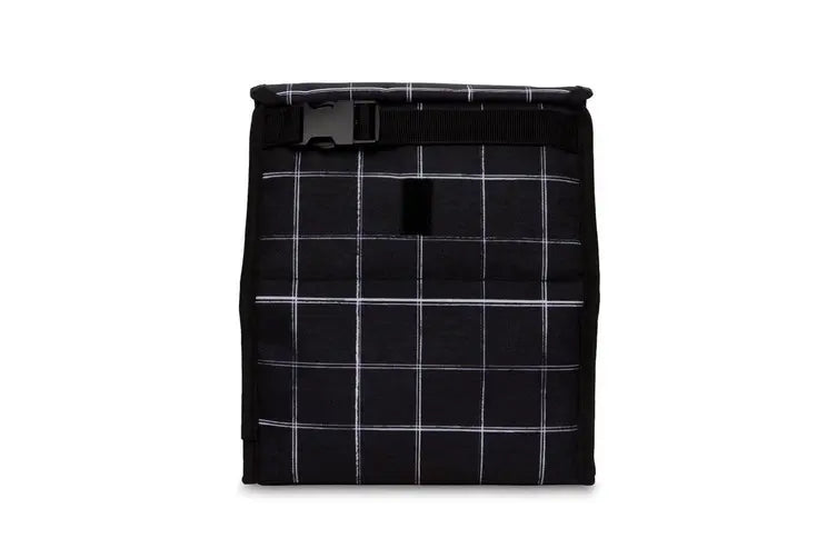 Packit Freezable Lunch Bag - Insulated Cooler for Work, School & Picnics - Black Grid Design - Leakproof & Reusable Lunch Box for Adults & Kids