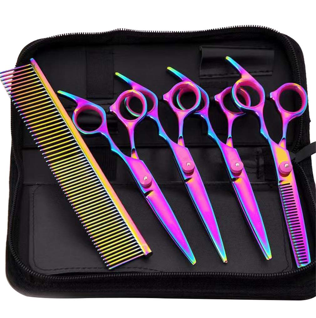 Professional 4-Piece Stainless Steel Dog Grooming Scissors Set - Trimming, Thinning & Curved Shears with Comb for Cats & Small Pets | Perfect for Home Grooming & Professional Pet Salons