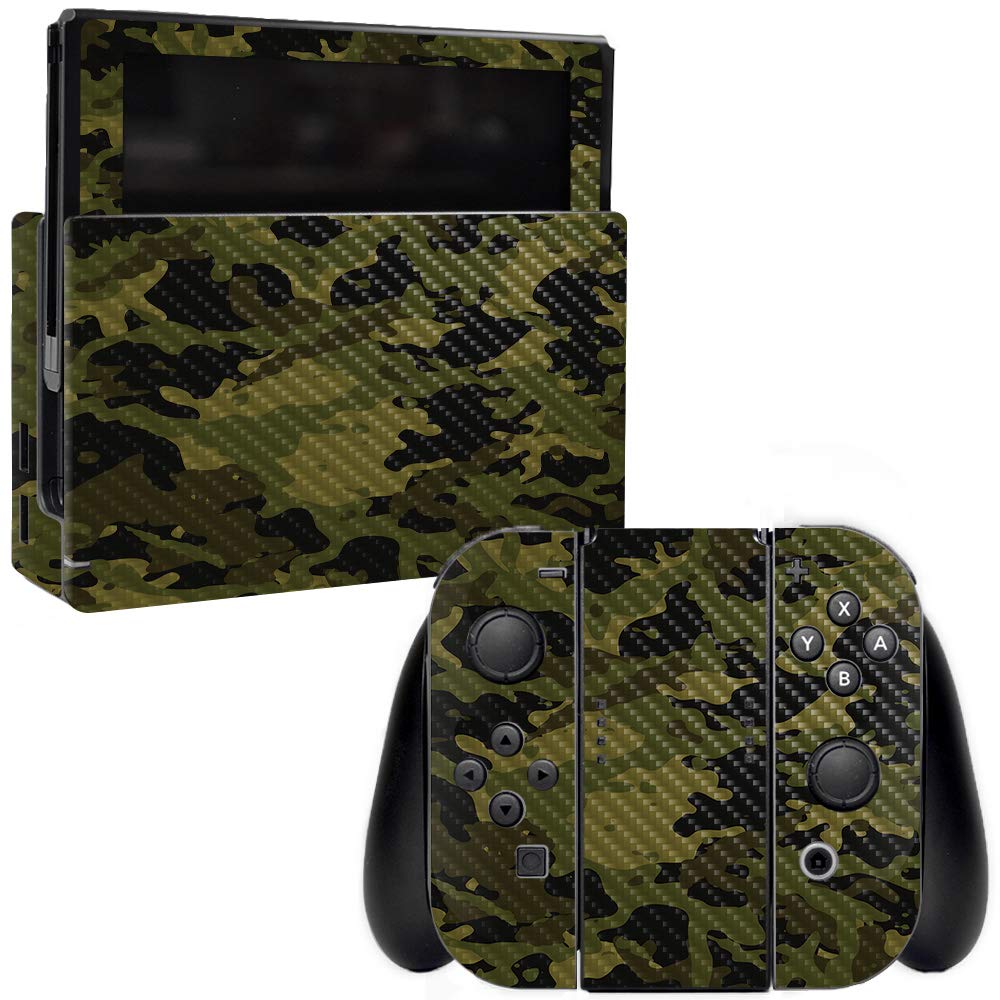 MightySkins Carbon Fiber Skin for Nintendo Switch - Green Camo Protective Cover | Durable Textured Vinyl Wrap | Easy to Apply & Remove | Made in USA | Perfect for Gaming Protection & Customization