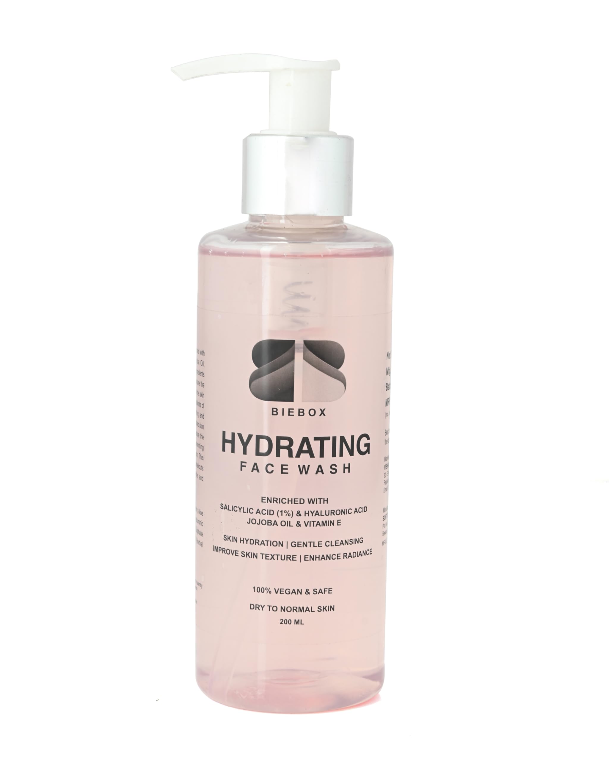 BIEBOX Hydrating 1% Salicylic Acid Face Wash for Men & Women - 200ml Acne Treatment Gel with Glycerin, Vitamin E & Hyaluronic Acid | Daily Cleanser for Active Acne & Oily Skin | Perfect for Morning & Night Skincare Routine