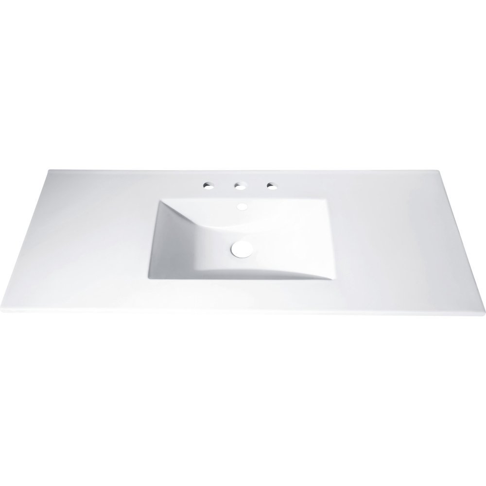 49-Inch Vitreous China Bathroom Sink with Integrated Bowl - 8-Inch Faucet Holes - Perfect for Modern Bathroom Renovations and Home Upgrades