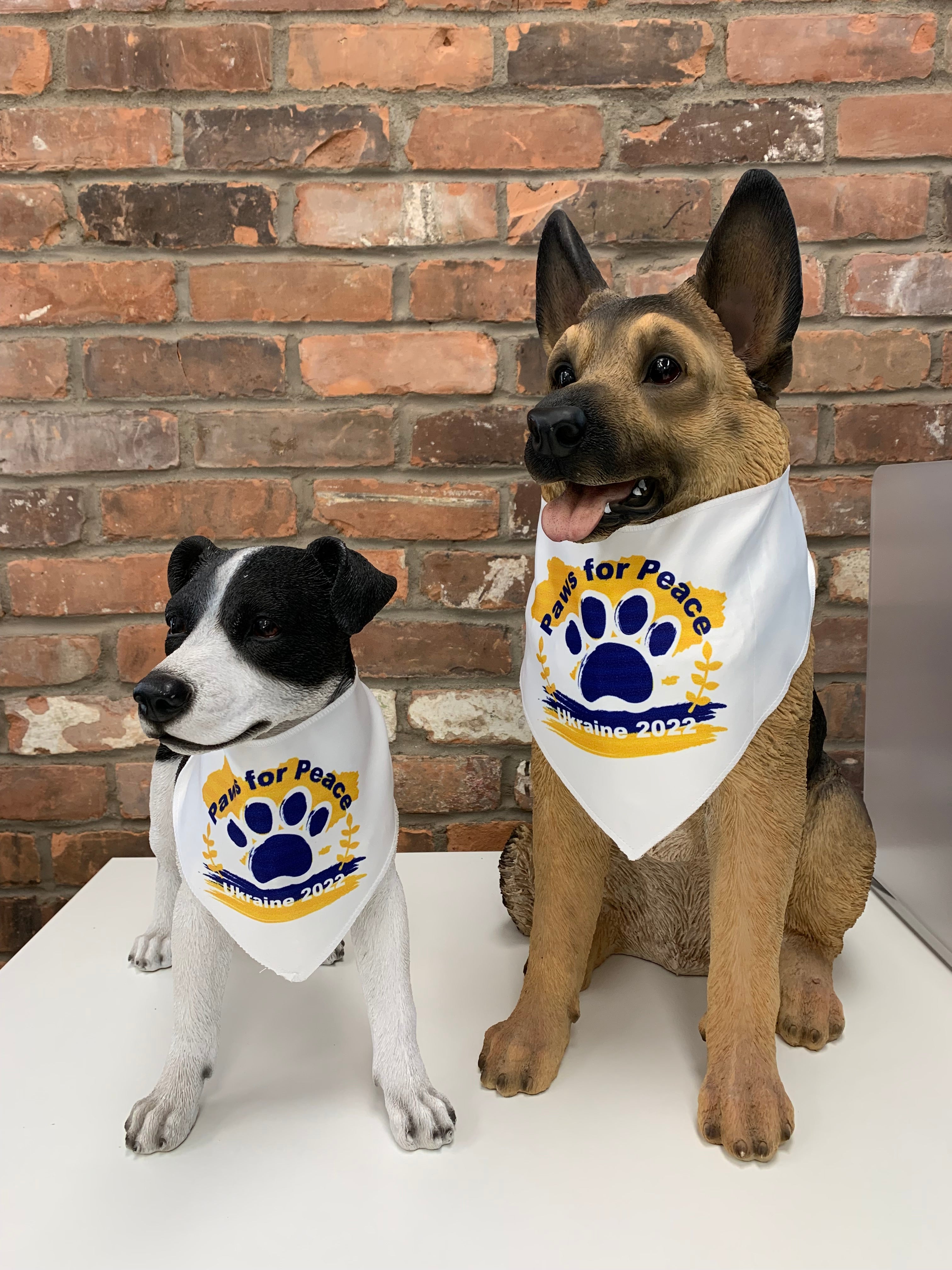 Paws for Peace in Ukraine Dog Bandana - Blue & Yellow Pet Scarf for Dogs, Support Ukraine with Patriotic Dog Accessories - Perfect for Walks, Pet Events & Showing Solidarity