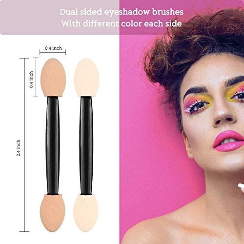 COSLUXE Disposable Double Sided Oval Eyeshadow Brush Sponge Applicators - 10 Pack | Soft Makeup Sponge for Eyeshadow, Eyeliner & Concealer Application | Perfect for Professional Makeup Artists & Home Use
