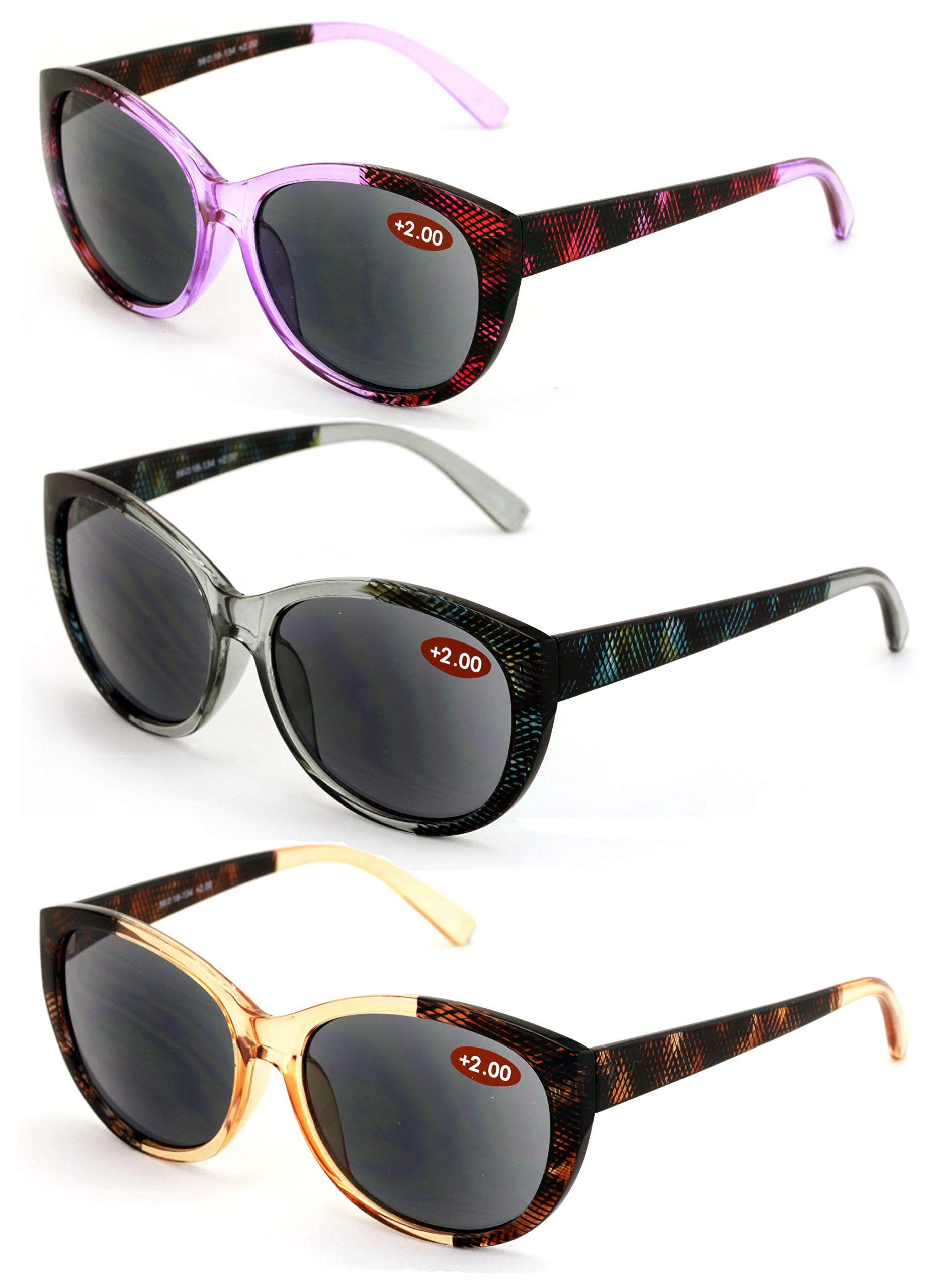 Women's Vintage Cateye Sunglasses with Reading Magnification - Translucent Carbon Frame for Outdoor Reading, Driving & Fashion