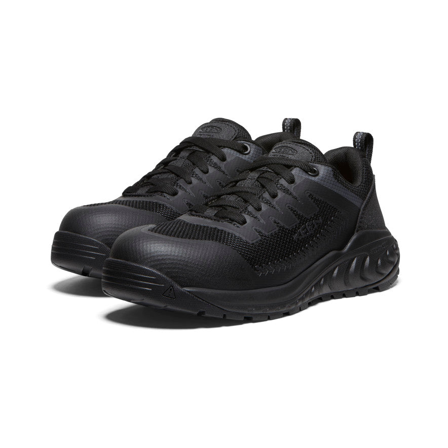 Women's Arvada Work Sneaker - Carbon Toe Safety Shoes - Black/Black | Slip Resistant & Comfortable for Construction, Warehouse & Industrial Work