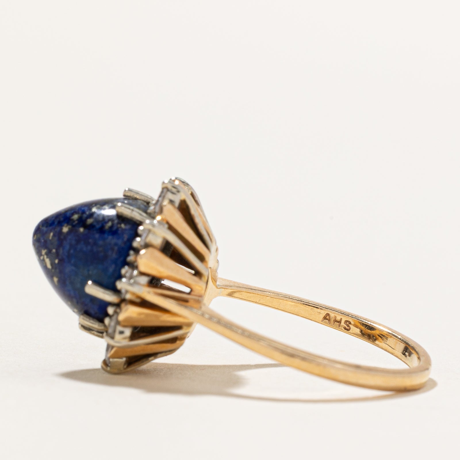 Lapis Lazuli & Diamond Cocktail Ring - 5.00ct Genuine Lapis with 0.25ctw Diamonds - Size 6 - Elegant Statement Jewelry for Evening Parties & Special Occasions