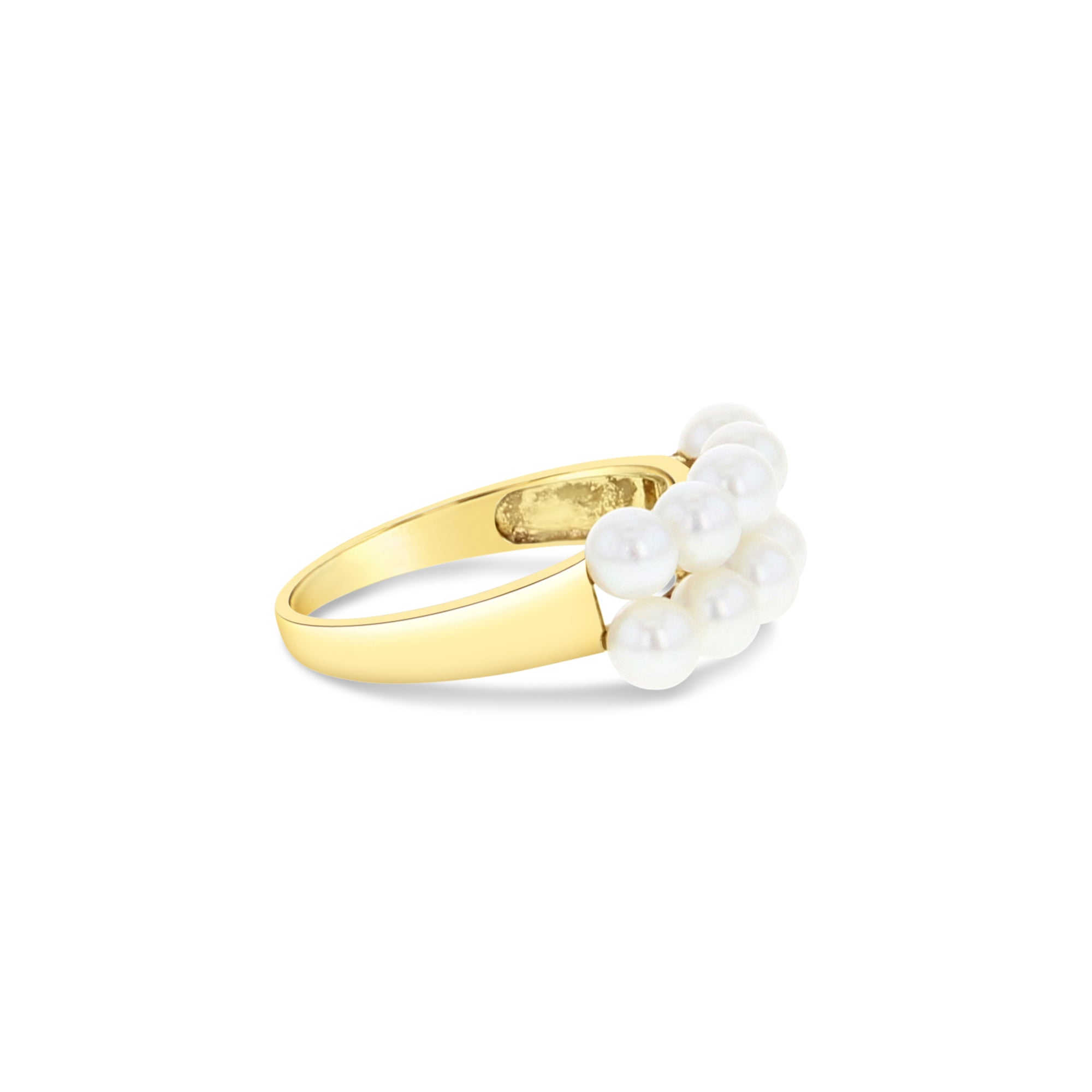 14K Yellow Gold Freshwater Pearl Cluster Ring for Women - Elegant Bridal, Wedding, Anniversary & Gift Jewelry - Perfect for Special Occasions & Everyday Wear