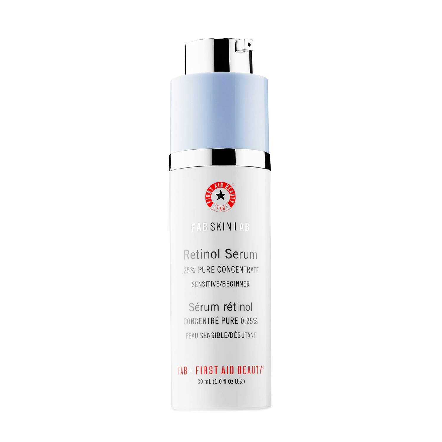 First Aid Beauty FAB Skin Lab Retinol Serum 0.25% Pure Concentrate - Anti-Aging Face Serum for Fine Lines & Wrinkles - 1 oz / 30ml - Perfect for Nighttime Skincare Routine