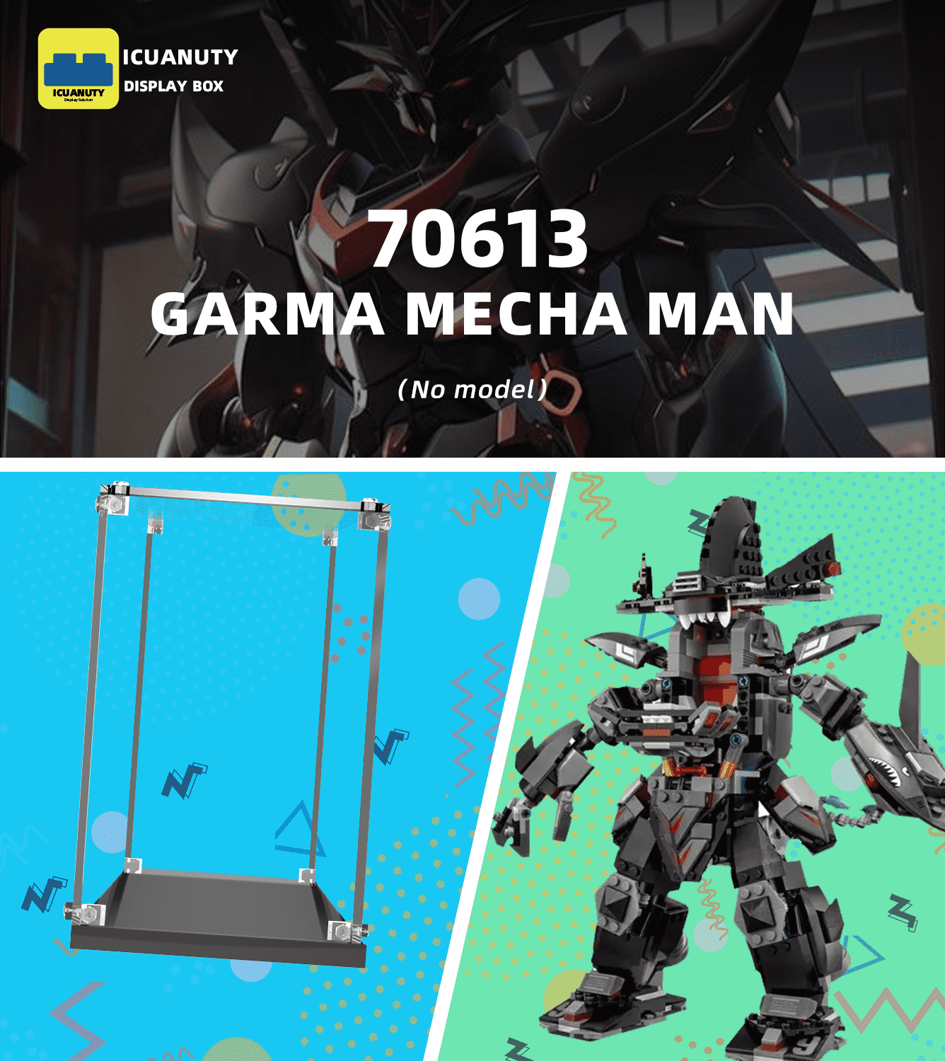 LEGO Ninjago Movie Garma Mecha Man 70613 Display Case - Protective Showcase for Collectible LEGO Sets - Perfect for Home Decor, Office Display & Toy Collection Preservation