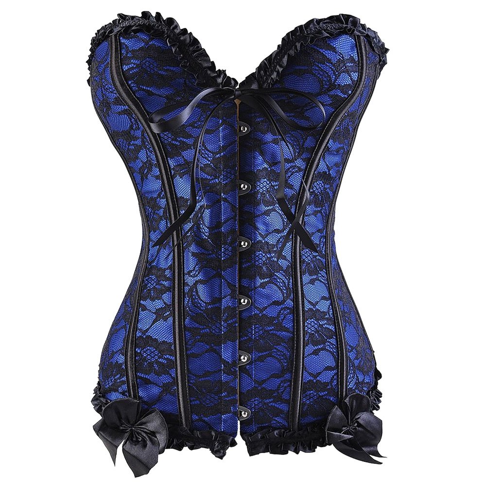 KIWI RATA Women's Plus Size Floral Lace-Up Corset Bustier - Overbust Waist Cincher with Boning for Shapewear & Vintage Fashion | Perfect for Burlesque, Cosplay, and Evening Wear