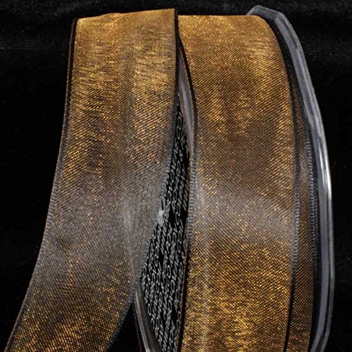 Premium Brown Amber Wired Craft Ribbon - 1 Inch x 27 Yards, Crystal Organdy Ribbon for Gift Wrapping, Wedding Decorations, DIY Crafts, Floral Arrangements and Scrapbooking Projects