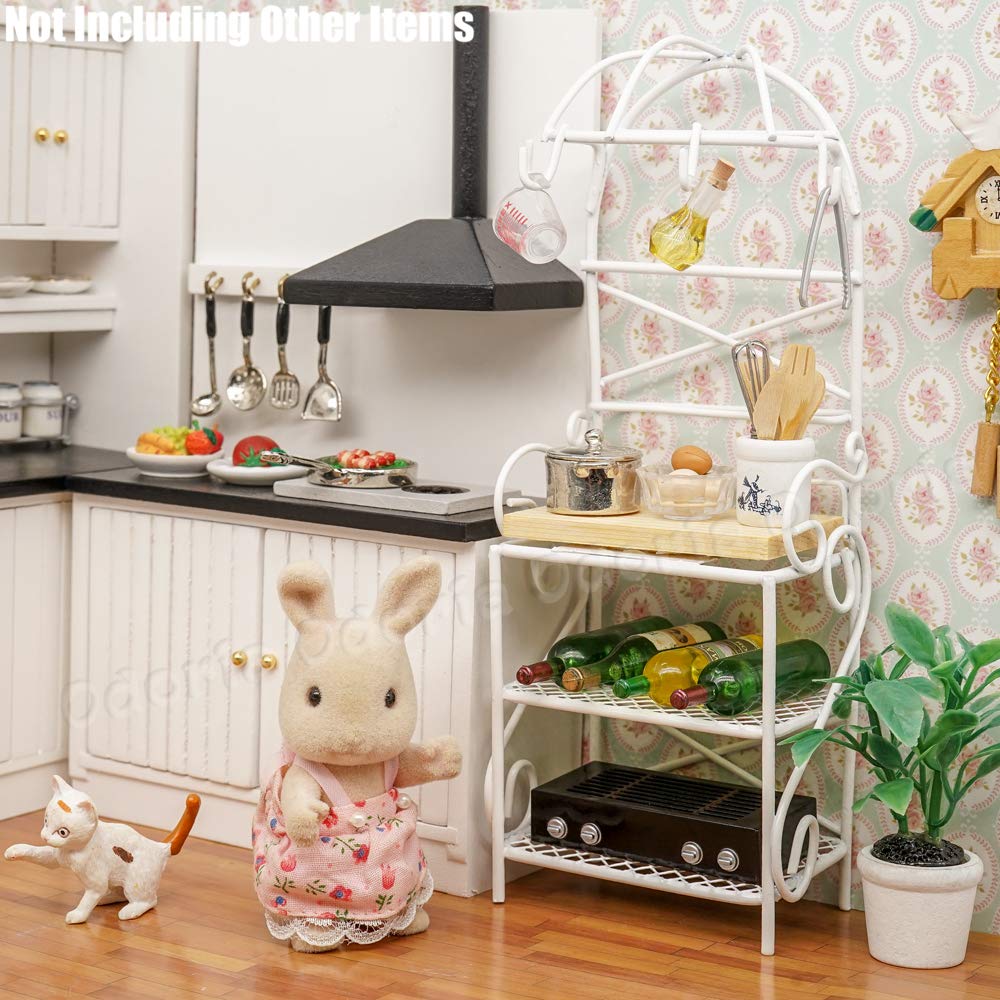 Odoria 1/12 Scale Miniature Bakers Rack - White Dollhouse Kitchen Accessories for Collectors & Model Builders - Perfect for Dollhouse Decor, DIY Projects & Miniature Displays