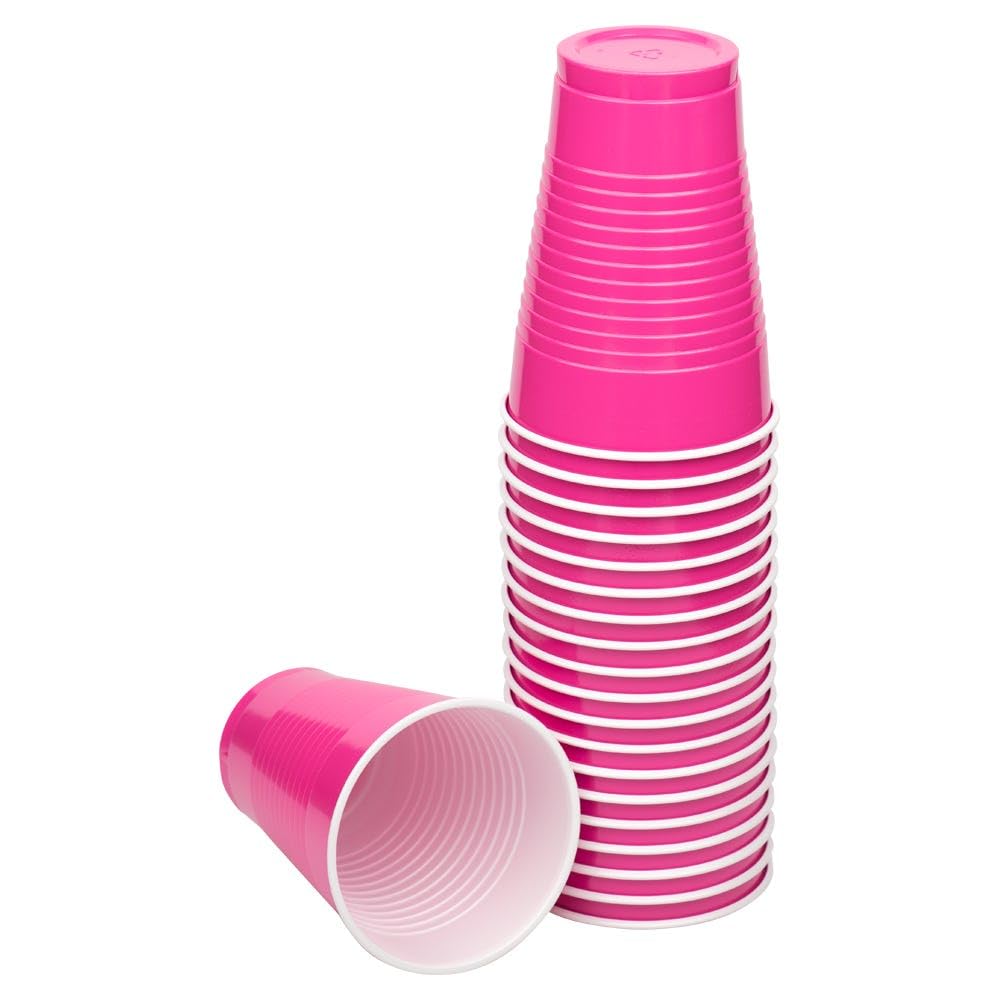 JAM Paper Plastic Party Cups - 16 oz Fuchsia Disposable Cups (20-Pack) - Perfect for Birthday Parties, BBQs, Picnics & Outdoor Events