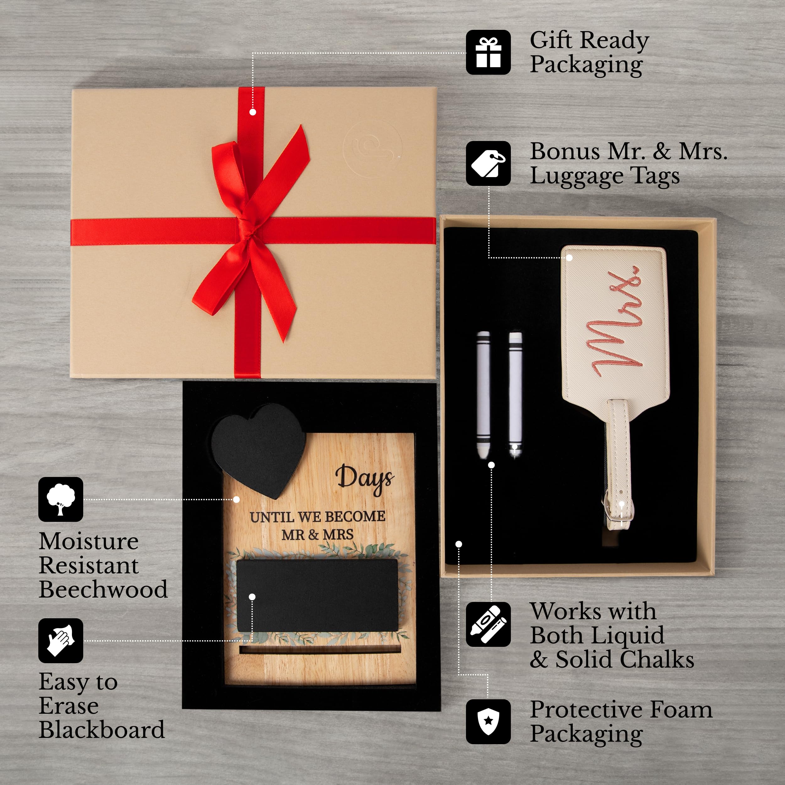 Personalized Wedding Countdown Chalkboard - Bridal Shower Decor for Couples & Bride-to-Be | Perfect for Engagement Parties
