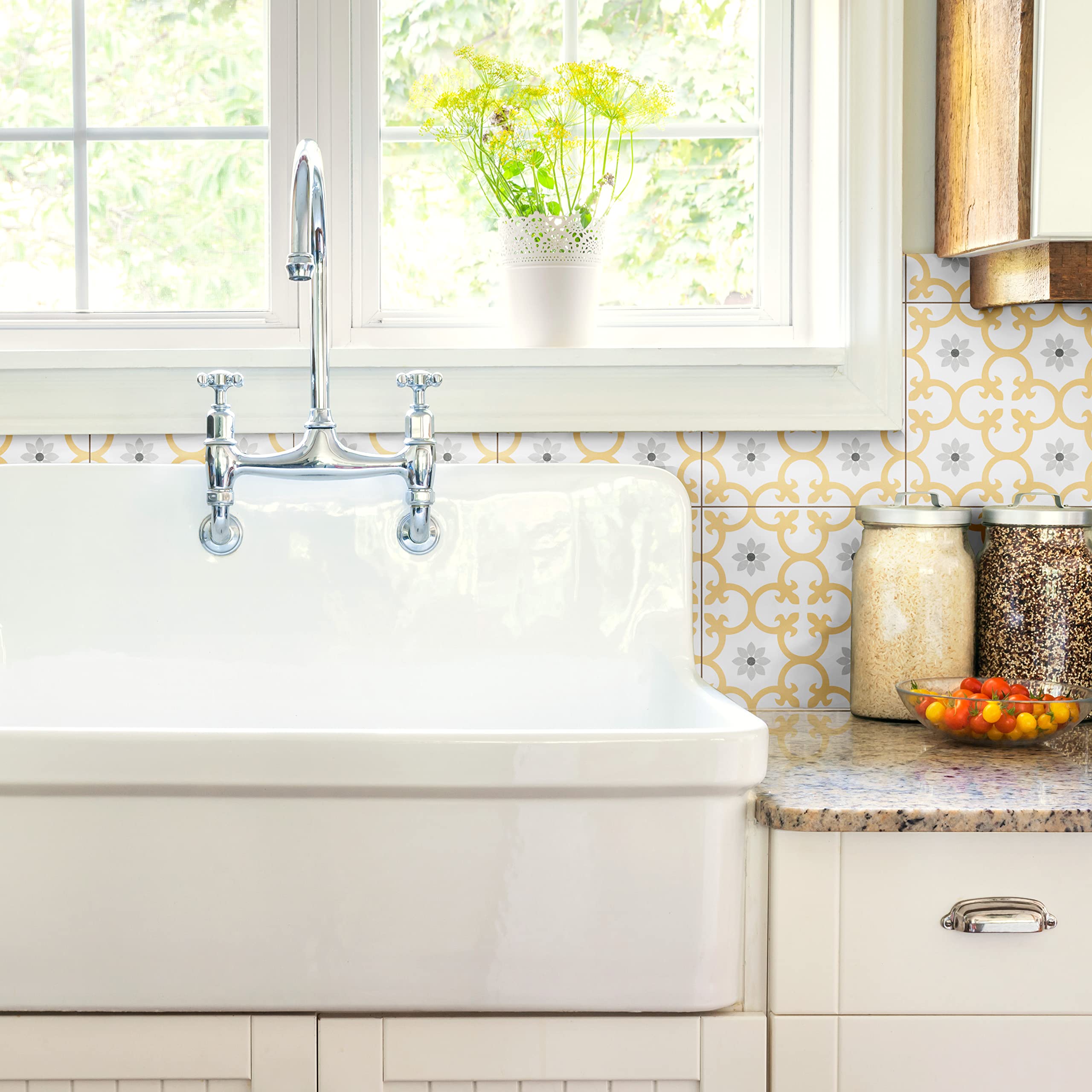 Merola Tile Daria Dandelion 9.75x9.75 Inch Porcelain Tile for Floor and Wall - Perfect for Bathroom, Kitchen Backsplash, and Living Room Decor