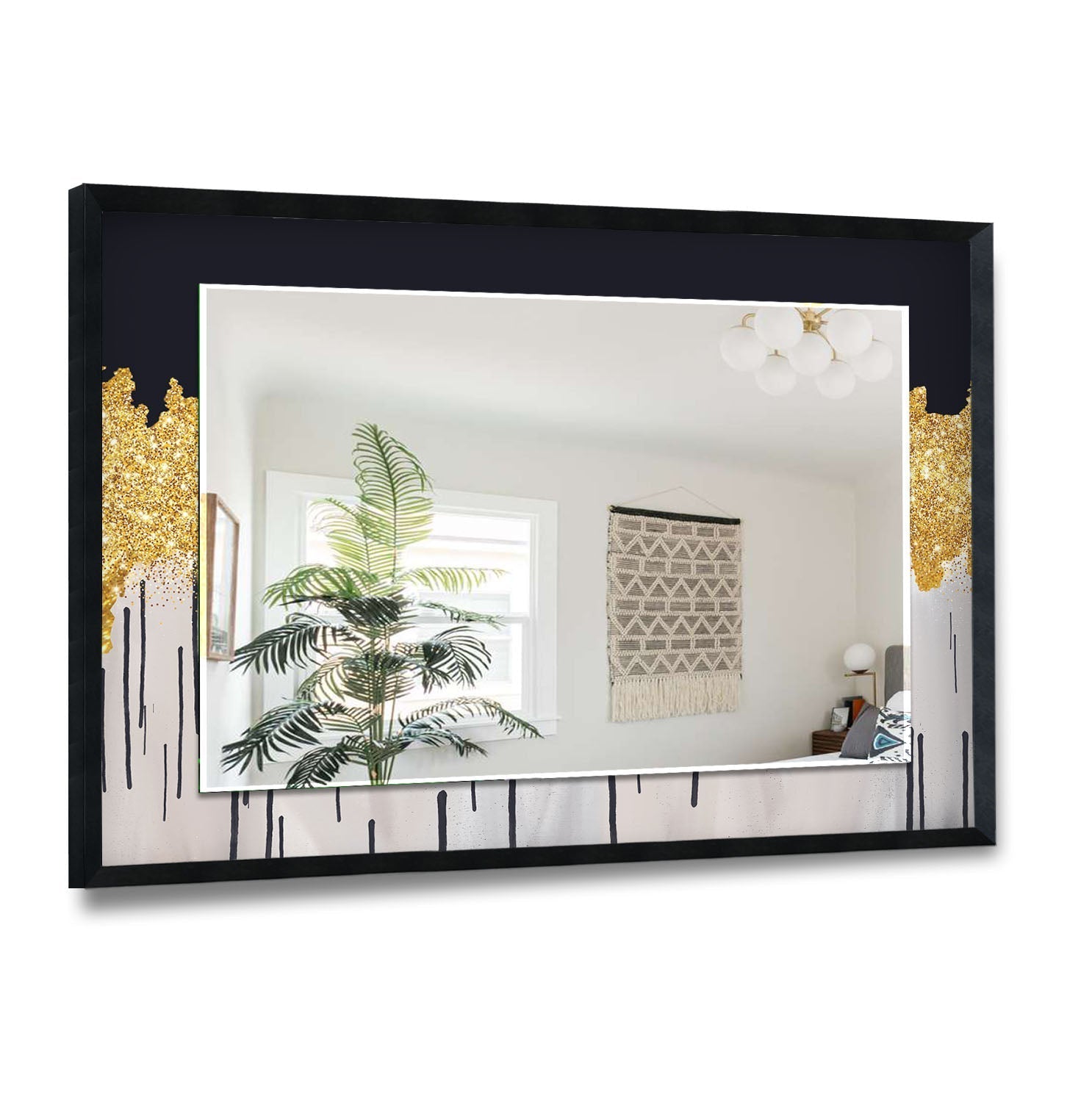 Abstract Gold Accent Wall Mirror - Elegant Home Decor for Living Room, Bedroom & Entryway