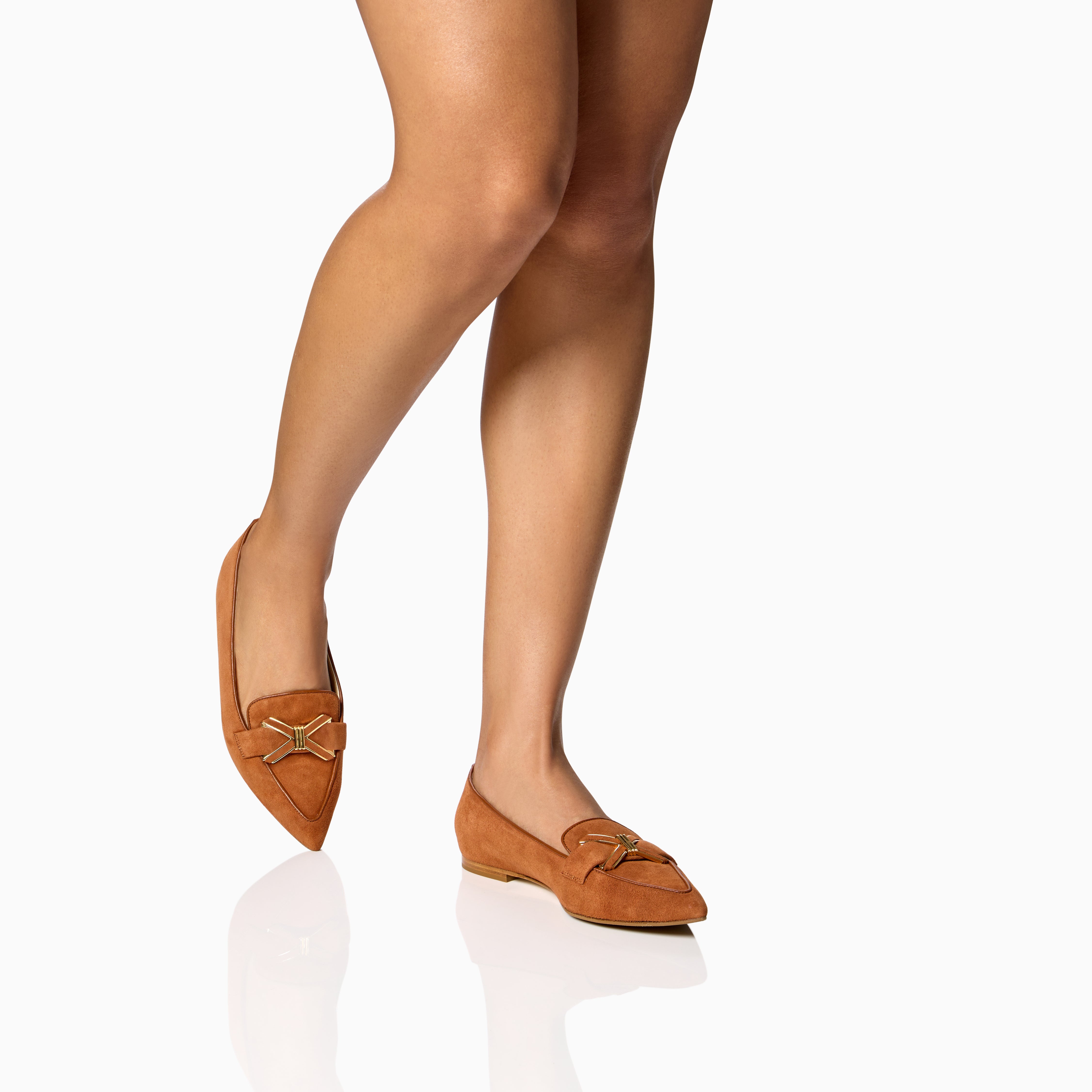 Mirjana Loafer Shoes for Women - Genuine Cognac Suede Slip-On Comfortable Flats - Perfect for Office, Casual Wear & Travel