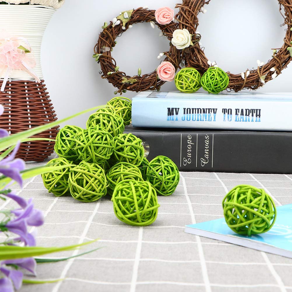 20 Pack Natural Rattan Wicker Balls - Yellow Decorative Woven Balls for Christmas Tree Decor, Wedding Centerpieces, Garden Party & Home Decor