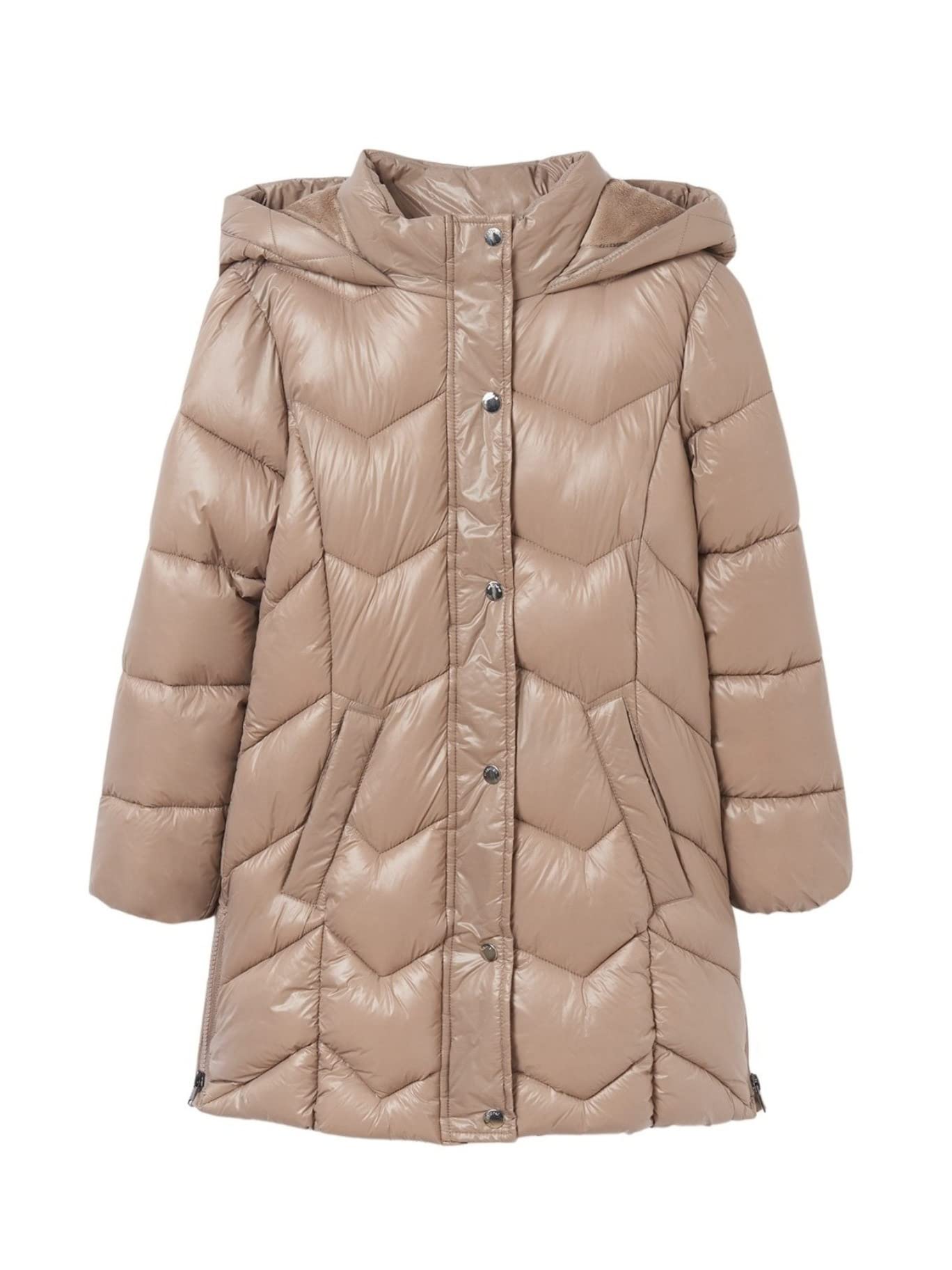 Mayoral Girls' Padded Long Coat 7485 - Warm Winter Jacket for Kids, Mole Color - Perfect for School, Outdoor Play & Cold Weather Protection