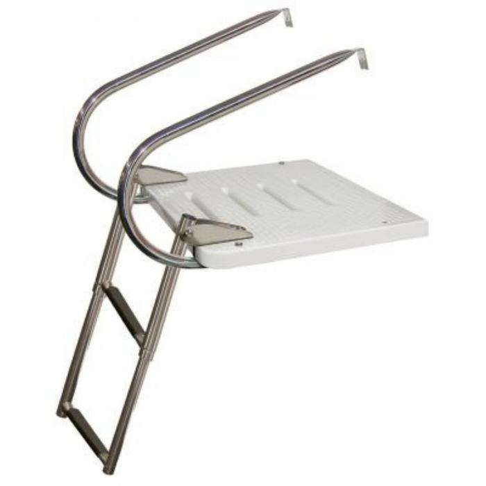 JIF Marine EKT 3-Step I/O Transom Platform for Boats - Durable Swim Platform for Water Sports, Fishing & Easy Boarding