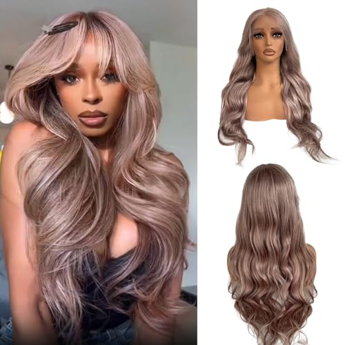 13x6 Ash Blonde Gray Highlights Human Hair Lace Wig